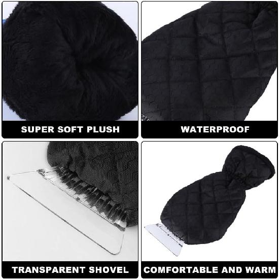 Ice Scraper with Glove, No Scratch Ice Scrapers for Car Windshield, Windproof Warm Snow Scraper for Quick Snow and Ice Removal on SUV Truck Vehicle