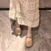 Low Heel Elegant Women's Flat Shoes Single Khaki Round Toe 2025 Summer Trend Vacation On Offer With Discount Y2k Ladies Footwear