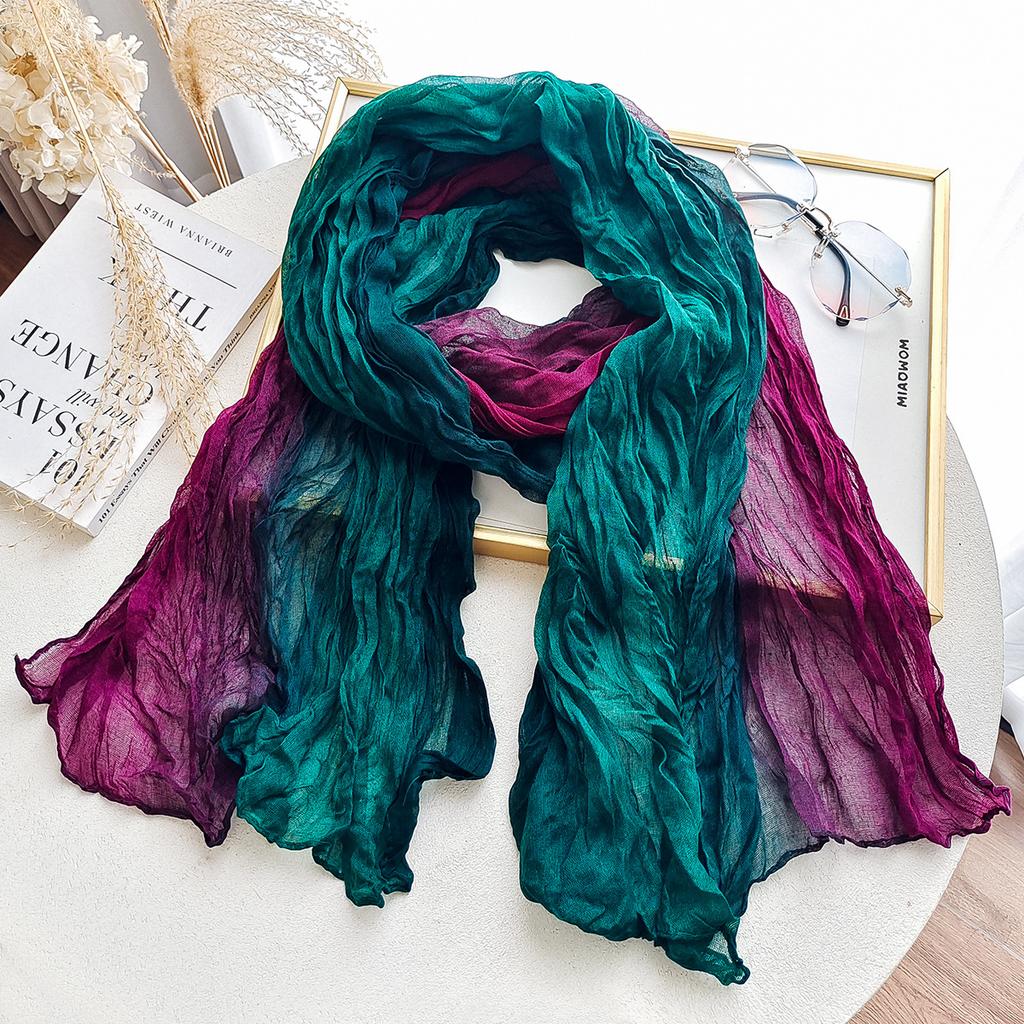 Damen Schal Frühling und Herbst Farbverlauf Schal Vielseitiger Einfarbiger Knitter Schal Stola