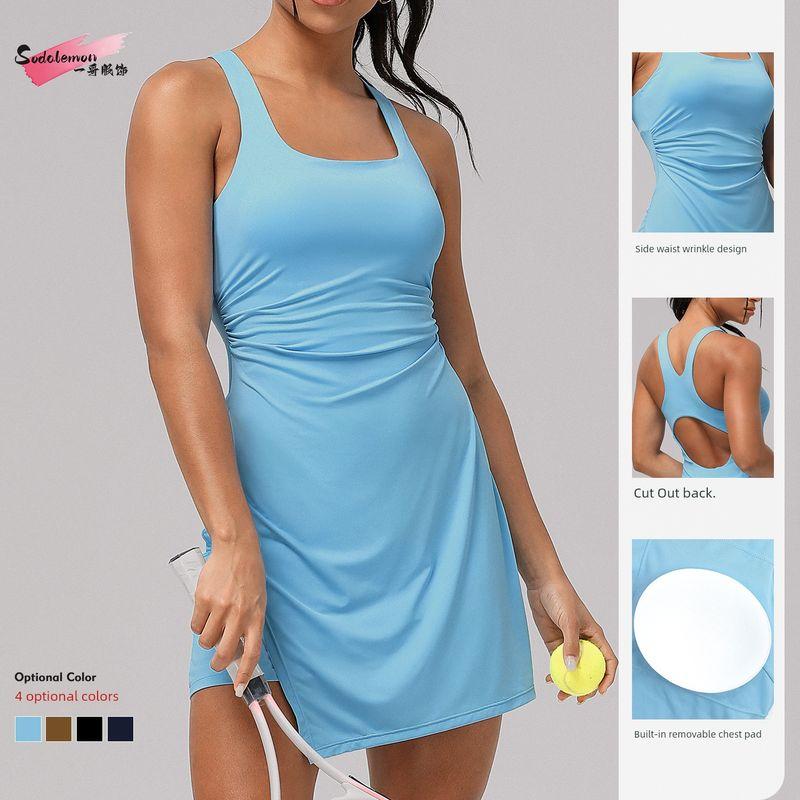 Foreign Trade Summer New Fake Two Pieces Anti-exposure Tight Quick-Drying Sports Split Beauty Back Tennis Skirt Tennis Dress
