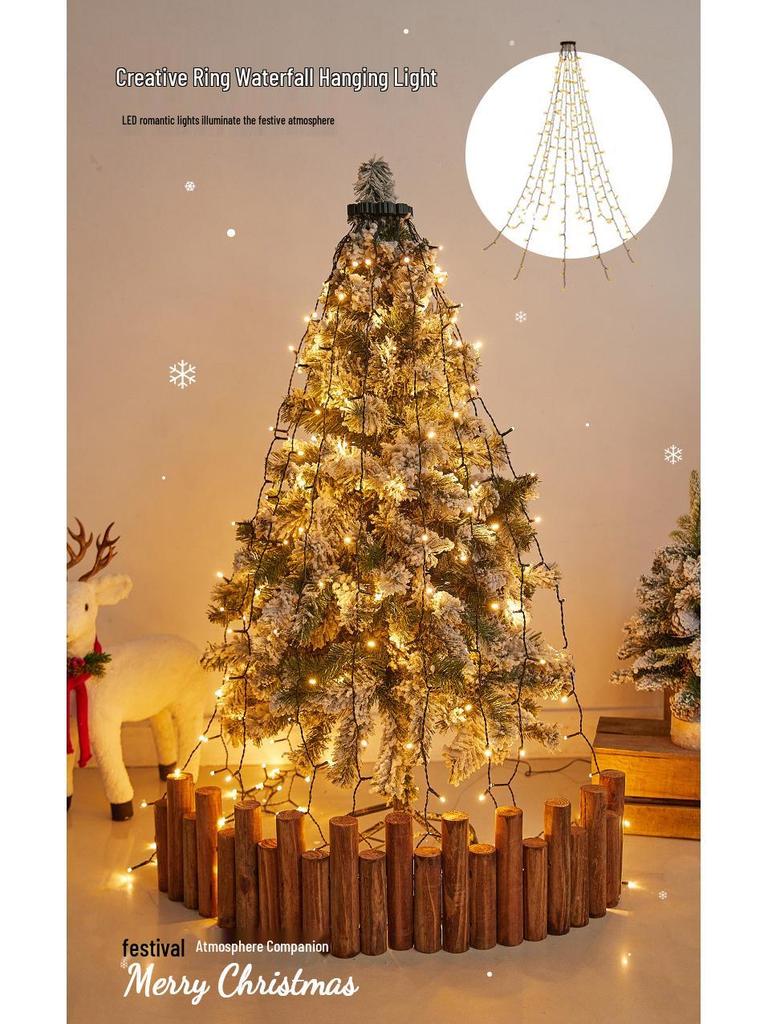 LED Ring Star Tree Topper: Low Voltage Flowing Waterfall Christmas Lights