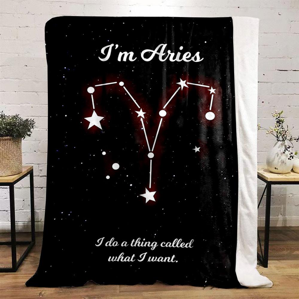 Starry Aries constellation outlined with bright stars on a black background. for all seasons blanket lunch break throw gift