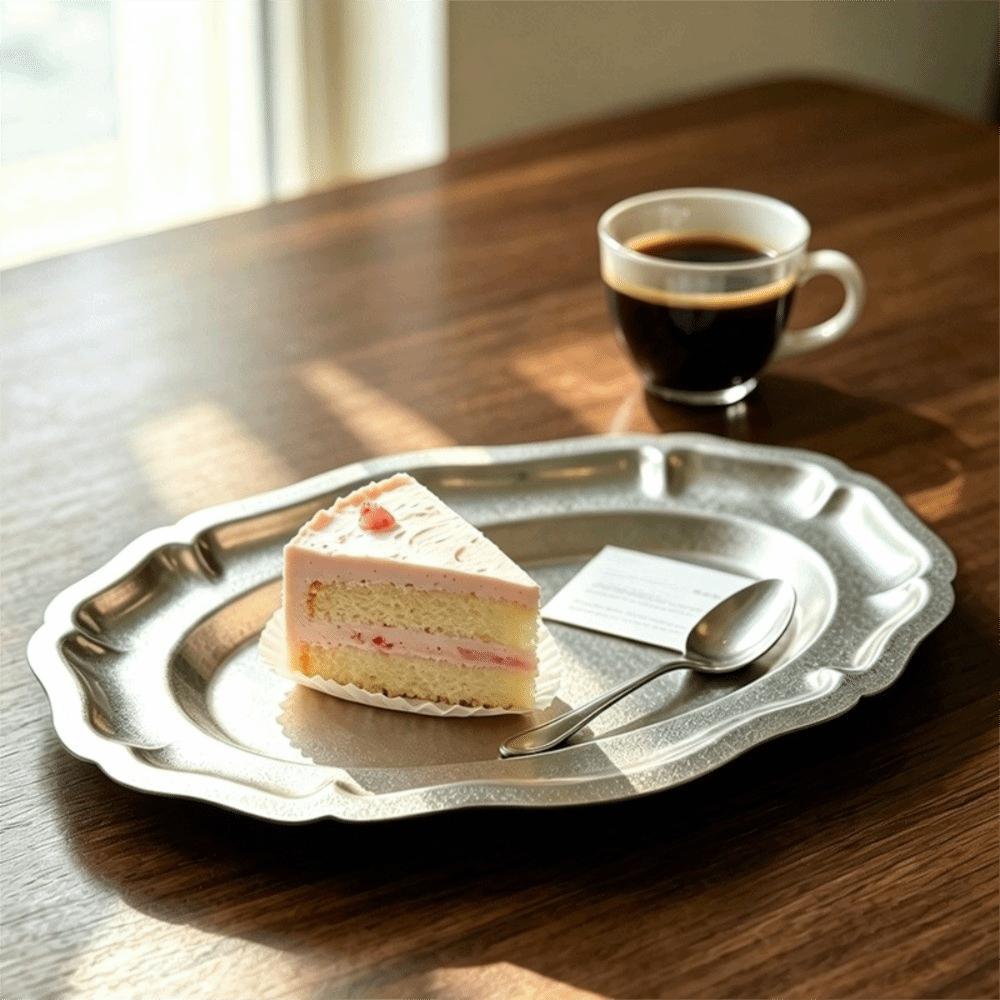 Retro Style Stainless Steel Cake Tray Silver Color Jewelry Storage Organizer  Jewelry Display