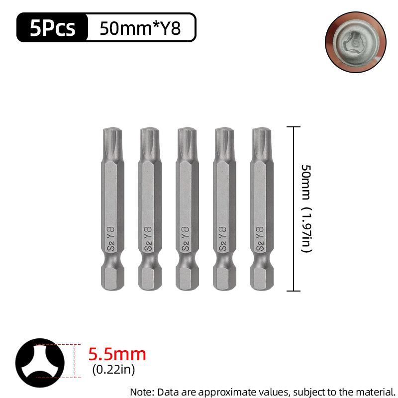 Magnetic Y Shaped Screwdriver Bits Set For Bicycle Repair Tools 1/4Inch Hex Shank Y4 Y5 Y6 Y8 50mm Screw Driver Bit Hand Tool