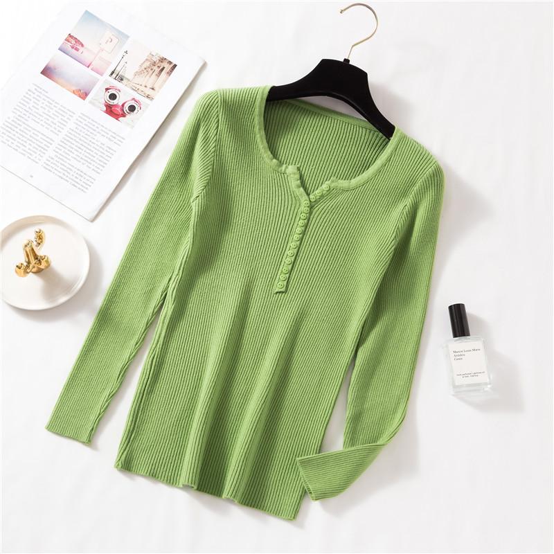 Neuer Herbst- und Winter-Retro-Figurbetonter V-Ausschnitt Enger Pullover für Damen, Dünnes Langarm-Strick-Basisschicht-Oberteil