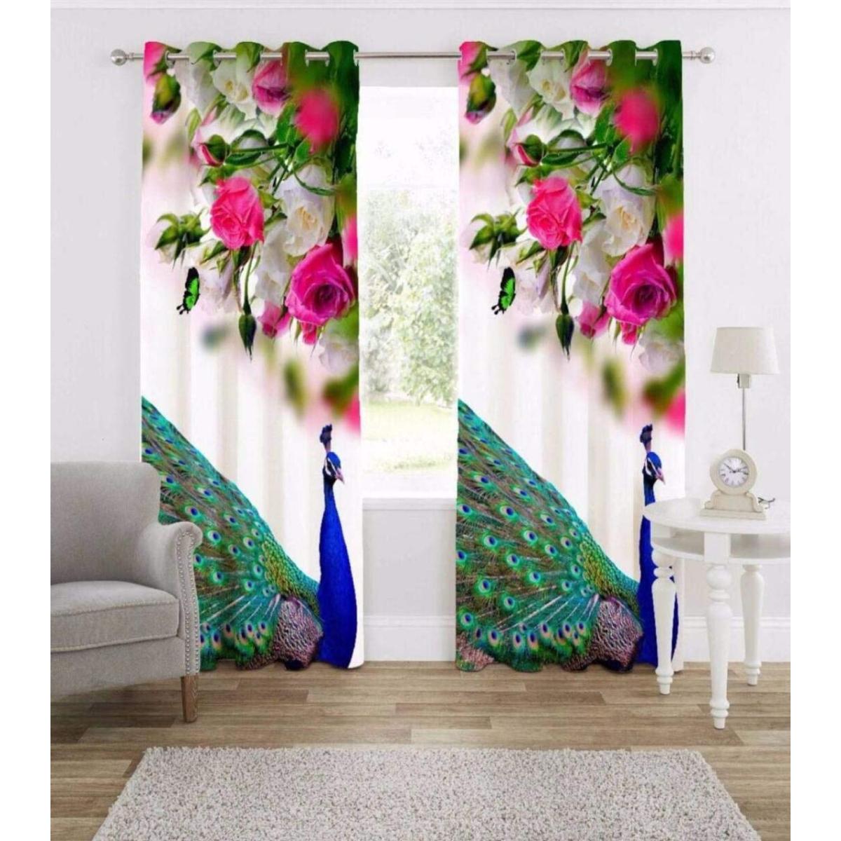 

Новые шторы из полиэфирной ткани с принтом розового павлина, дизайнерские шторы для гостиной, спальни, пасторальные шторы, домашний декор на заказ W50xH130(CM)x2PCS-Grommet Top