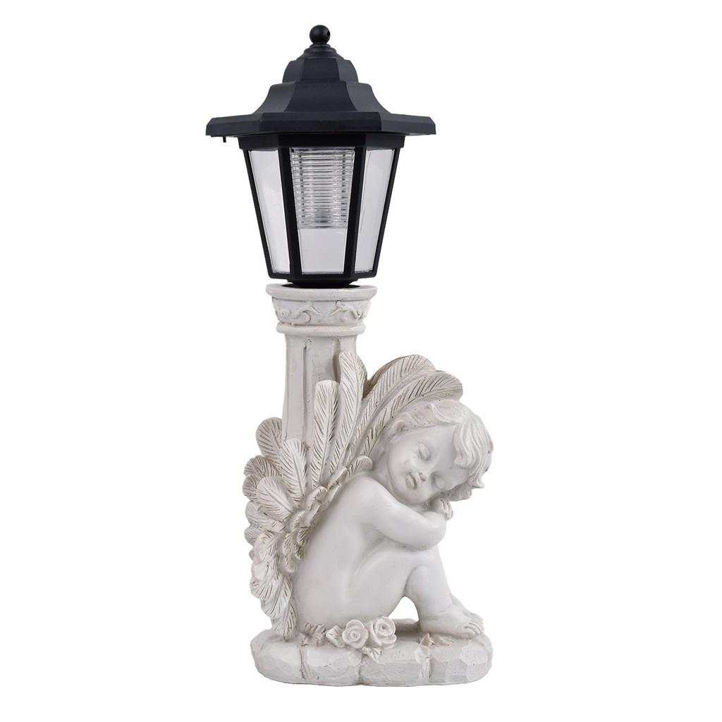 JYL TS/052,Creative Ancient Roman Column Leaning Angel Solar Outdoor Light European Resin Garden Statue Lamp