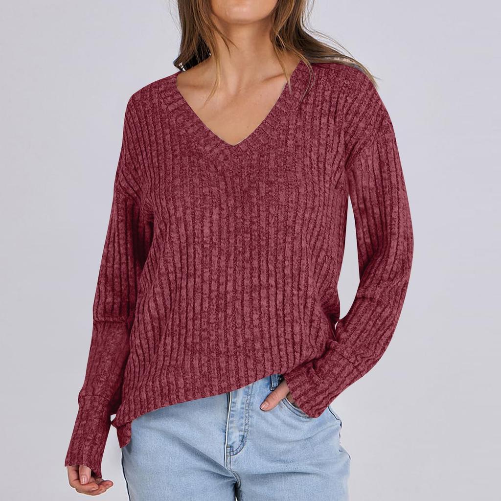 Dámské svetry s výstřihem do V, košile s dlouhým rukávem, volný střih, ležérní, podzimní móda, lehké pulovry, tunikové topy