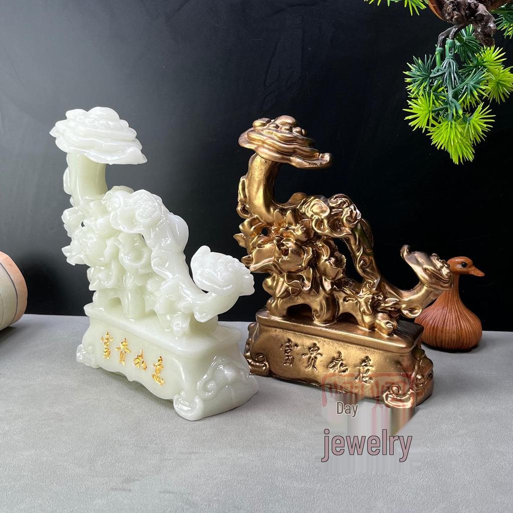 Luminous Copper Ruyi Ornament for Living Room Feng Shui and Wealth