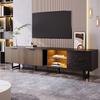 TV Stand W 200cm with LED - 2 Doors & 2 Drawers - Brown