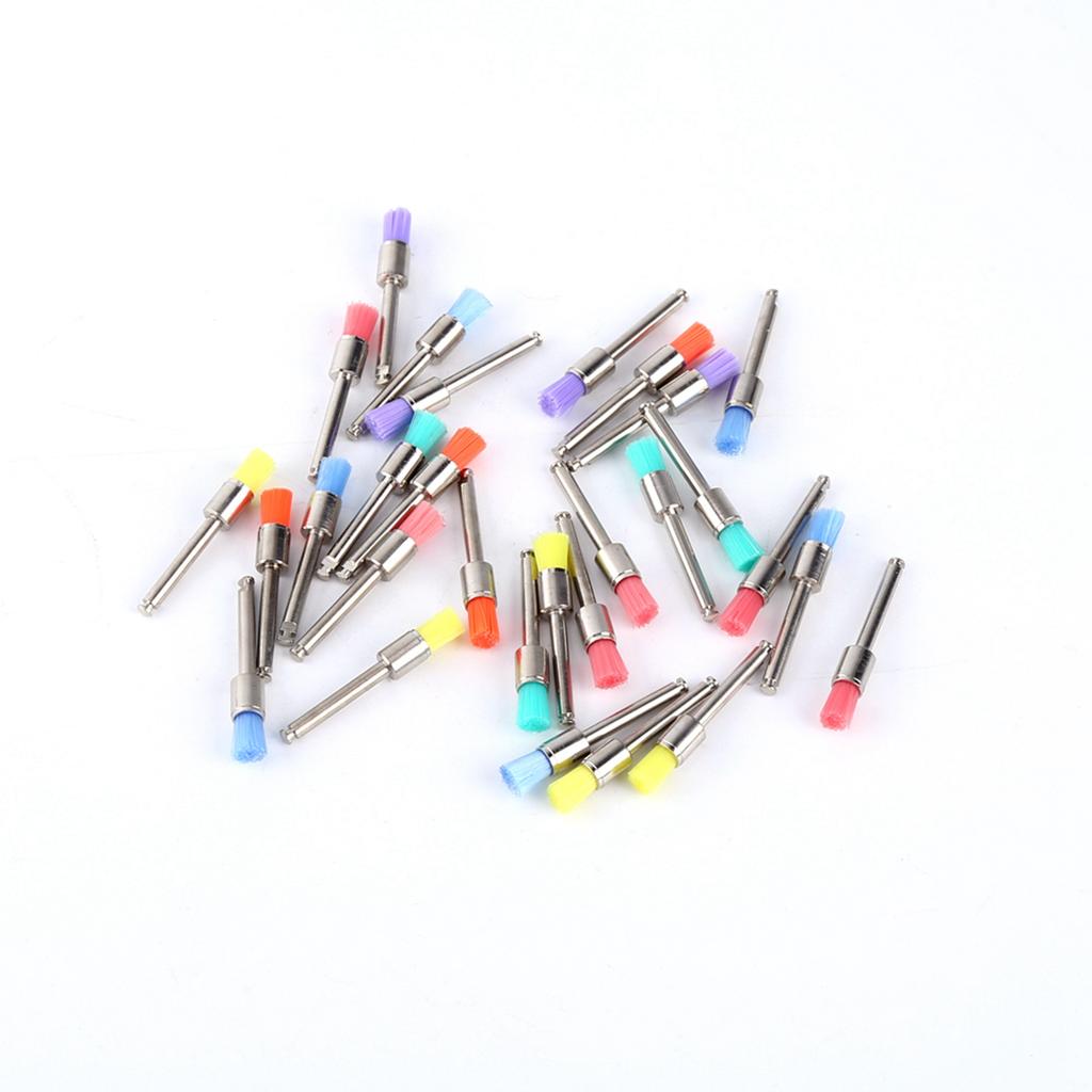 100pcs Pincéis de Nylon de Cores Variadas Plano Polimento Dental Polidor Pincel