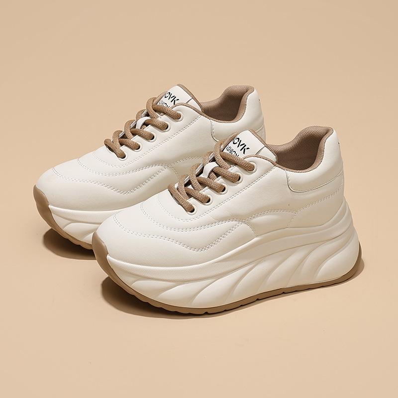 Thick Soled White Shoes  New Versatile Height Increasing Soft Soled Sports and Casual Flat Shoes for Autumn and Winter 2026