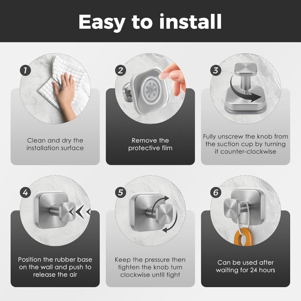 Stainless Steel Suction Cup Hooks Waterproof Shower Wall Hanger Strong Suction Cup Holder  Mirrors