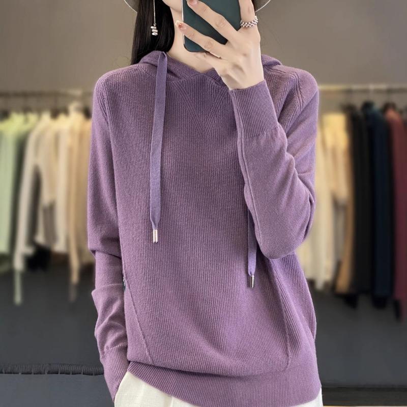 Thickened Warm Hoodie Autumn and Winter New Loose Hooded Knitted Sweater Women's Versatile Soft Waxy Sweater Jacket Tide