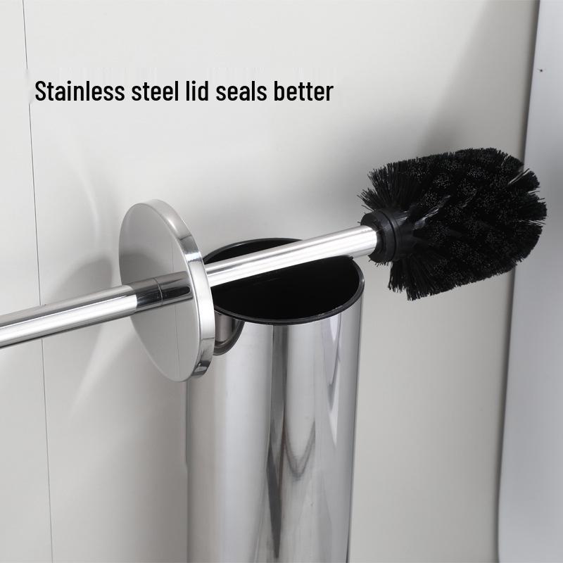 Stainless Steel Wall-Mounted Toilet Brush Set, Punch-Free & Odor-Proof.