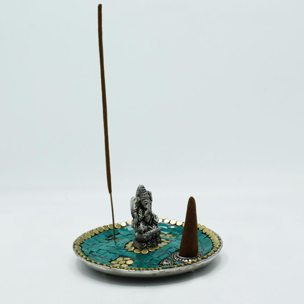 Incense Holder Cone And Stick Ganesha Tibetan Ceramic
