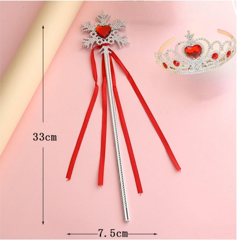 Conjunto de Coroa e Varinha de Princesa Floco de Neve para Festas de Meninas