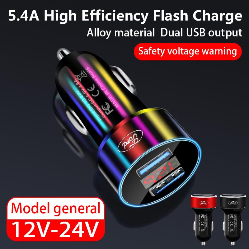 Car Charger USB Ports Fast Charging Digital Display Car Chargers For Ford Focus Mondeo Kuga Fiesta MK7 Escort Explorer Edge 2 4 MK2 MK4