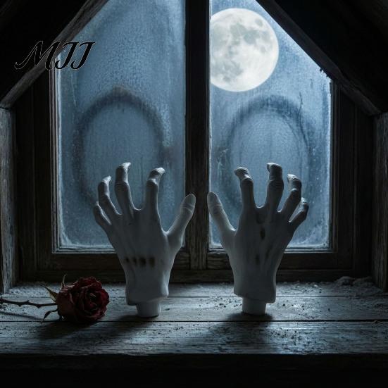 Script Killing Game Supplies 1 Pair Halloween Skeleton Hands, Realistic Plastic Zombie Life Spooky Lawn Cemetery Decors Size Severed Fake Hands