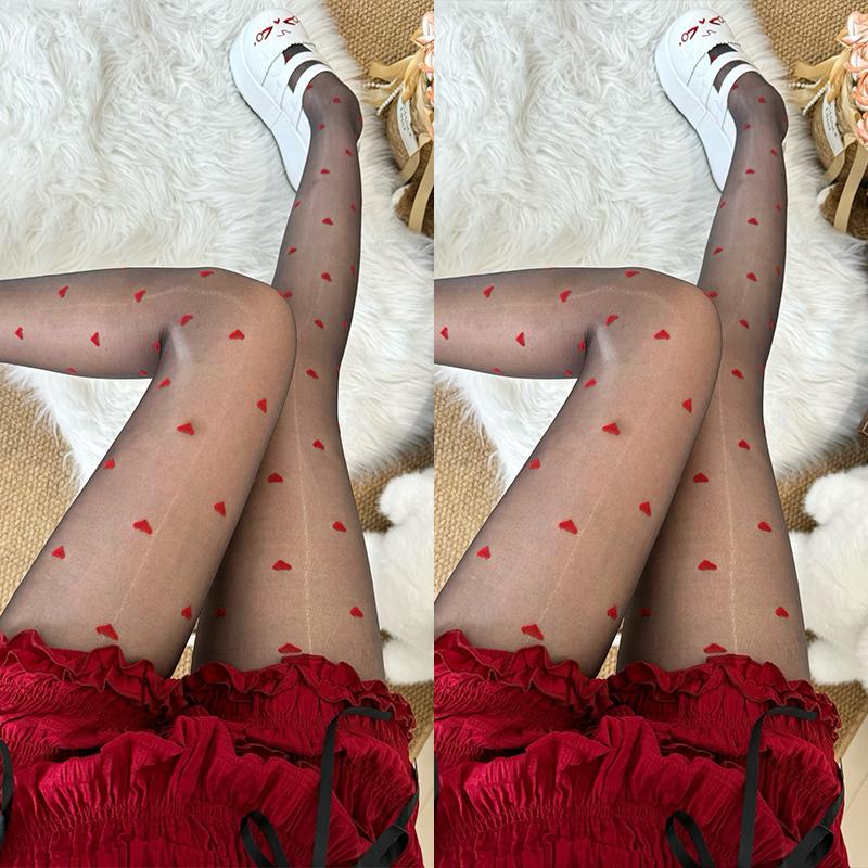 1/2 Pairs Women Summer Thin Sheer Tights  Heart Shinny Sexy Seamless Crotch Panthose Y2K Spicy Girl Stocking