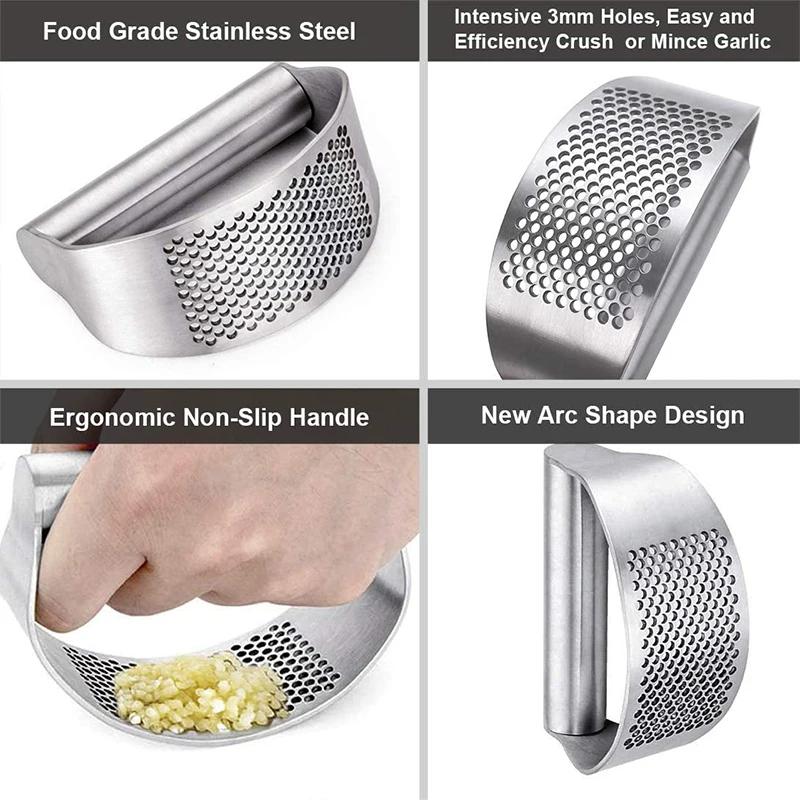 Multi-Function Garlic Press Stainless Steel Garlic Ginger Manual Vegetable Ginger Garlic Press Squeezer Crusher Kitchen Gadgets