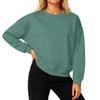 Women's Loose Comfortable Casual And Fashionable Round Neck Threaded Sleeves Solid Color Long Sleeved Sweatshirt