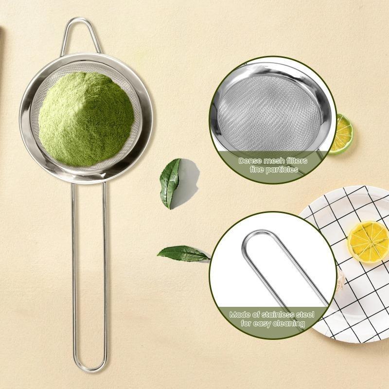 4Pcs Matcha Whisk Set Plastic Matcha Whisk Traditional Bamboo Wood Tea Scoop Deep Scoop Tea Strainer Clear Whisk