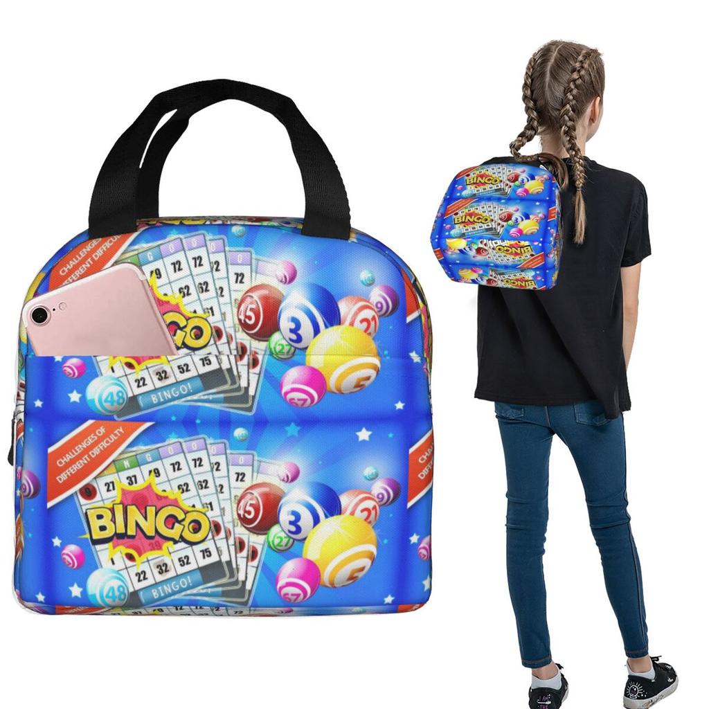 Robe Bingo Game Insulated Lunch Bag for Women Children Portable Food Boxes Thermal Lunch Box Tote