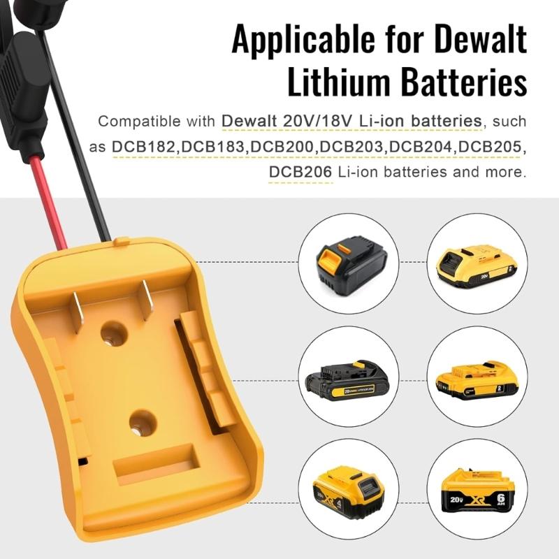 Power Wheel Adapter for 18V/20V Battery with Fuses Switches Battery Adapter with Fuses 12AWG Wire DIY Use for Car Toy