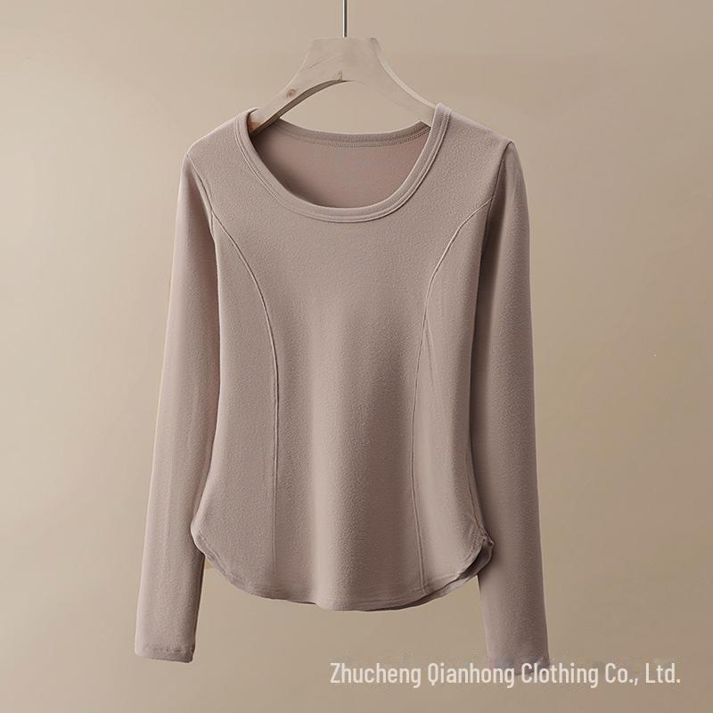 Women's Cationic Thermal Underwear Plus Velvet Long Sleeve Shirt for Fall/Winter