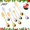 Long Handle Stirring Spoons 4Pcs Christmas Dessert Spoons, Stainless Steel Coffee with Gingerbread Exquisite Gift Boxed Man Star Stocking Snowman