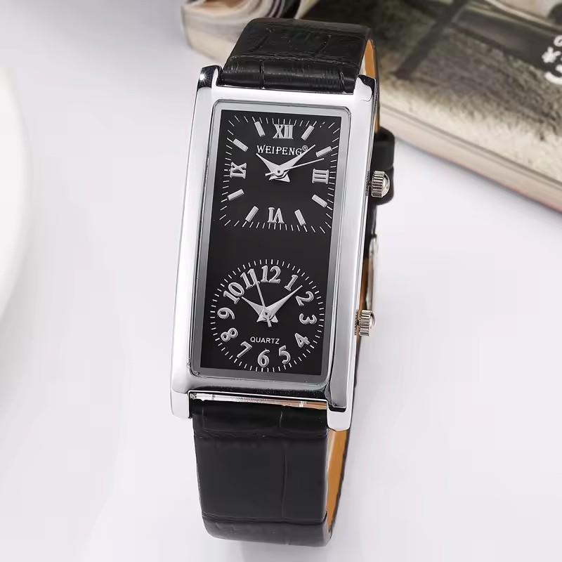

Dual Time Zone Men s Women s Rectangle Wrist Watch Fashion Watch for Couples Quartz Watch чорний
