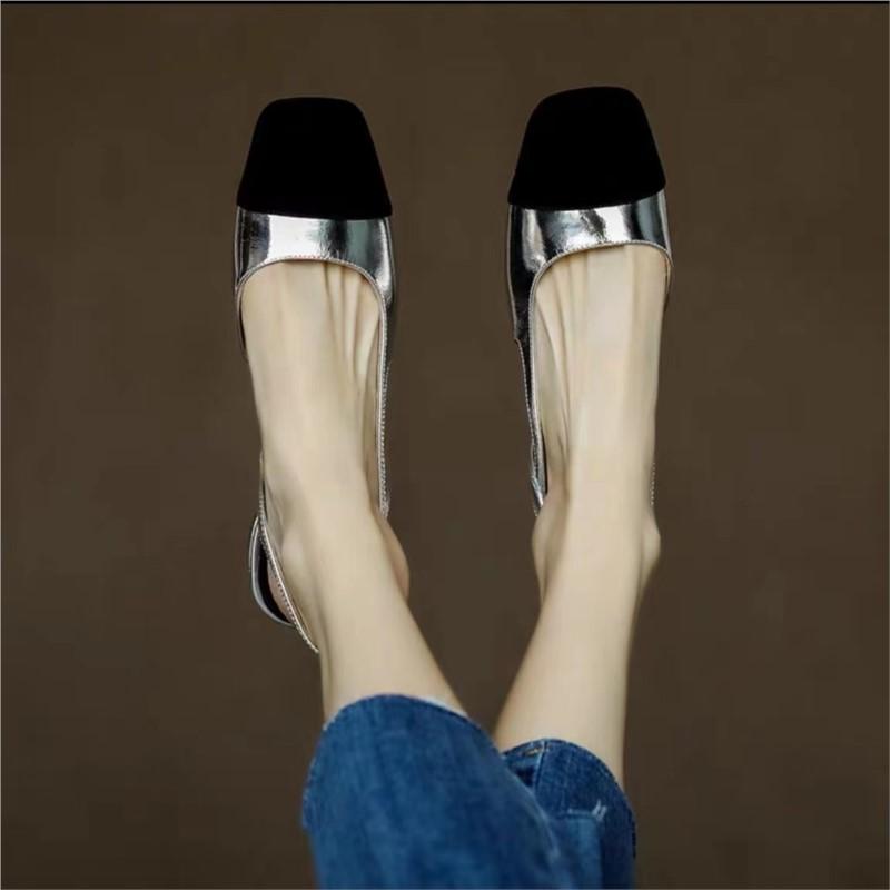 New summer mid-heel, simple back hollow, multicolor French high heels for women sandals C1218