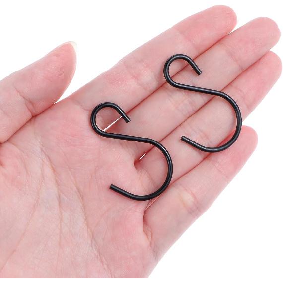 60 Pack Small S Hooks, 1.5 Inch S-Hooks Ornament Storage Hook for Hanging Jewelry Black S Shaped Hook for Spoons Pans Utensils Kitchenware Potted