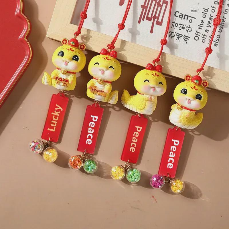 Golden Snake Pendant: Zodiac Snake Car Charm - National Style Mascot Decoration