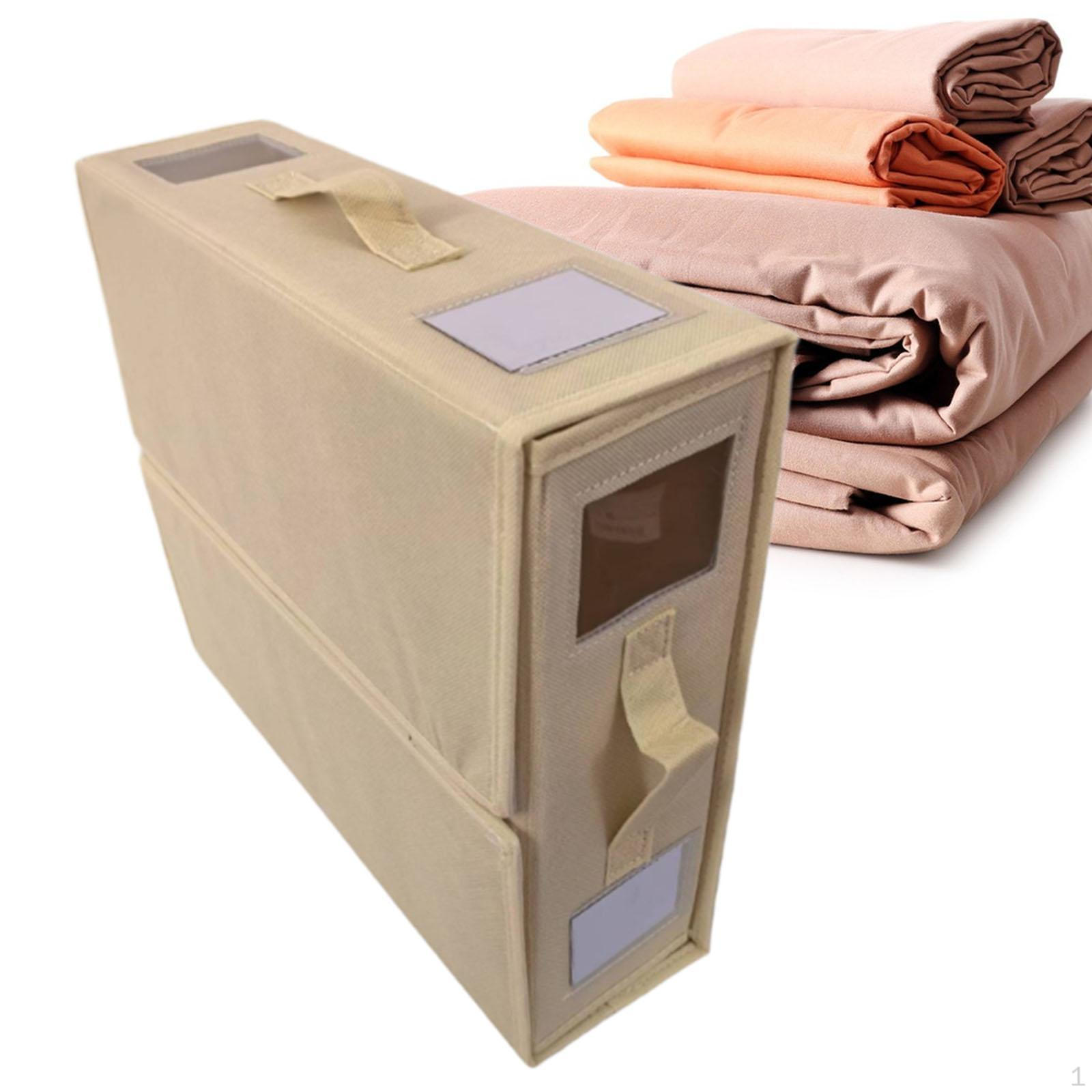 Органайзер для простыней Коробка для хранения постельных принадлежностей для шкафа Контейнер Наволочка Пододеяльник бежевый