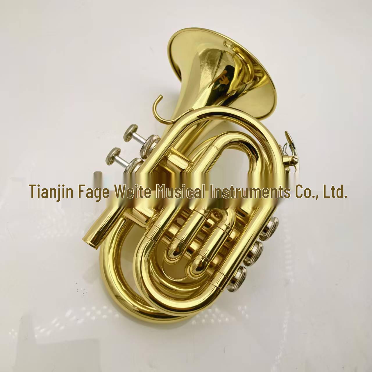 McGovern Gold Model B-flat Pocket Trumpet: Large Bell (123mm), Three-Key, Short Instrument Gold Pocket Trumpet