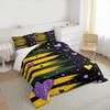 3 Piece Bedding Set Purple Hearts Yellow Green Brush Stroke Stripes Glitter Abstract for Adult Room Home Decor