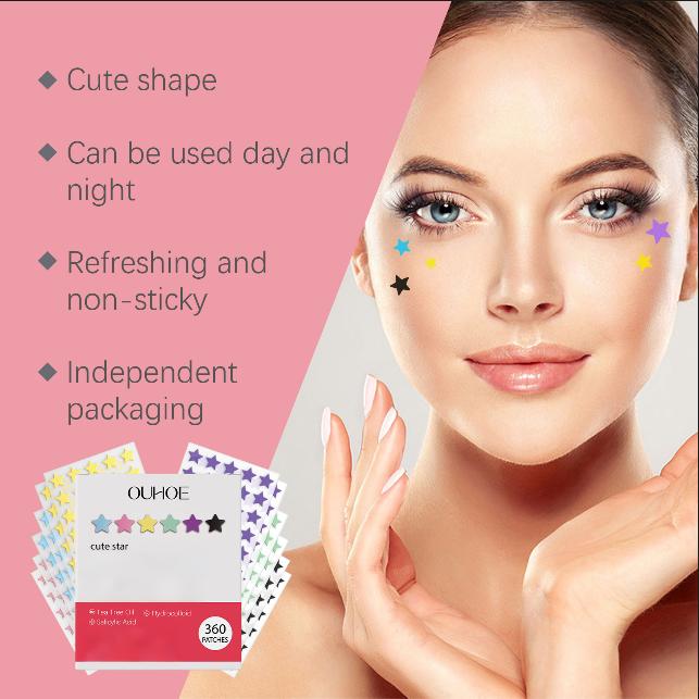 OUHOE star-shaped hydrocolloid care patch men and women facial partial patch daily breathable concealer hydrocolloid patch 360pcs