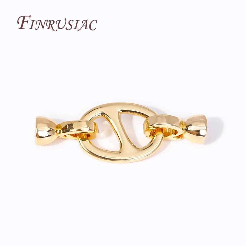 18K Gold Plated Brass Metal Connector Lock For Jewelry Making,Beads End Caps Clasps Fastener DIY Pearl Jewelry Fittings