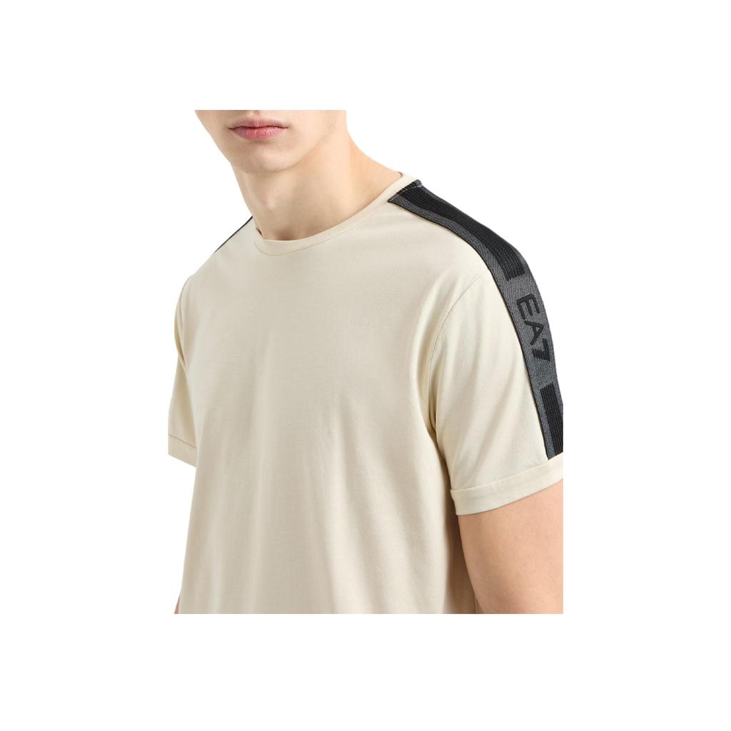 Emporio Armani Ea7 T-shirt da uomo a maniche corte con scollo rotondo e lavorazione a maglia liscia Top Marrone Chiaro 7M000138-AF10375-U1079
