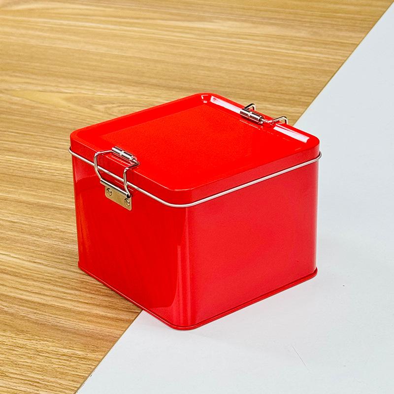 Quadratische Blechdose Keksdose mit Deckel Staubdicht Heimküche Desktop Aufbewahrungsblech Langlebige Schnalle Eisenbox