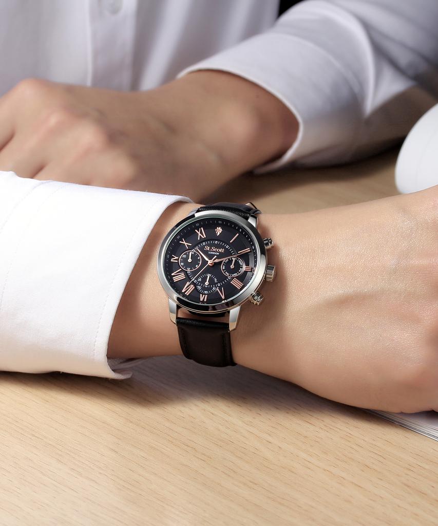 Seinteuseukoteuleondeon Bennett Multi-Diamond Metal Watch - Black Rose + 1 Leather Band / St7506M-Sbr