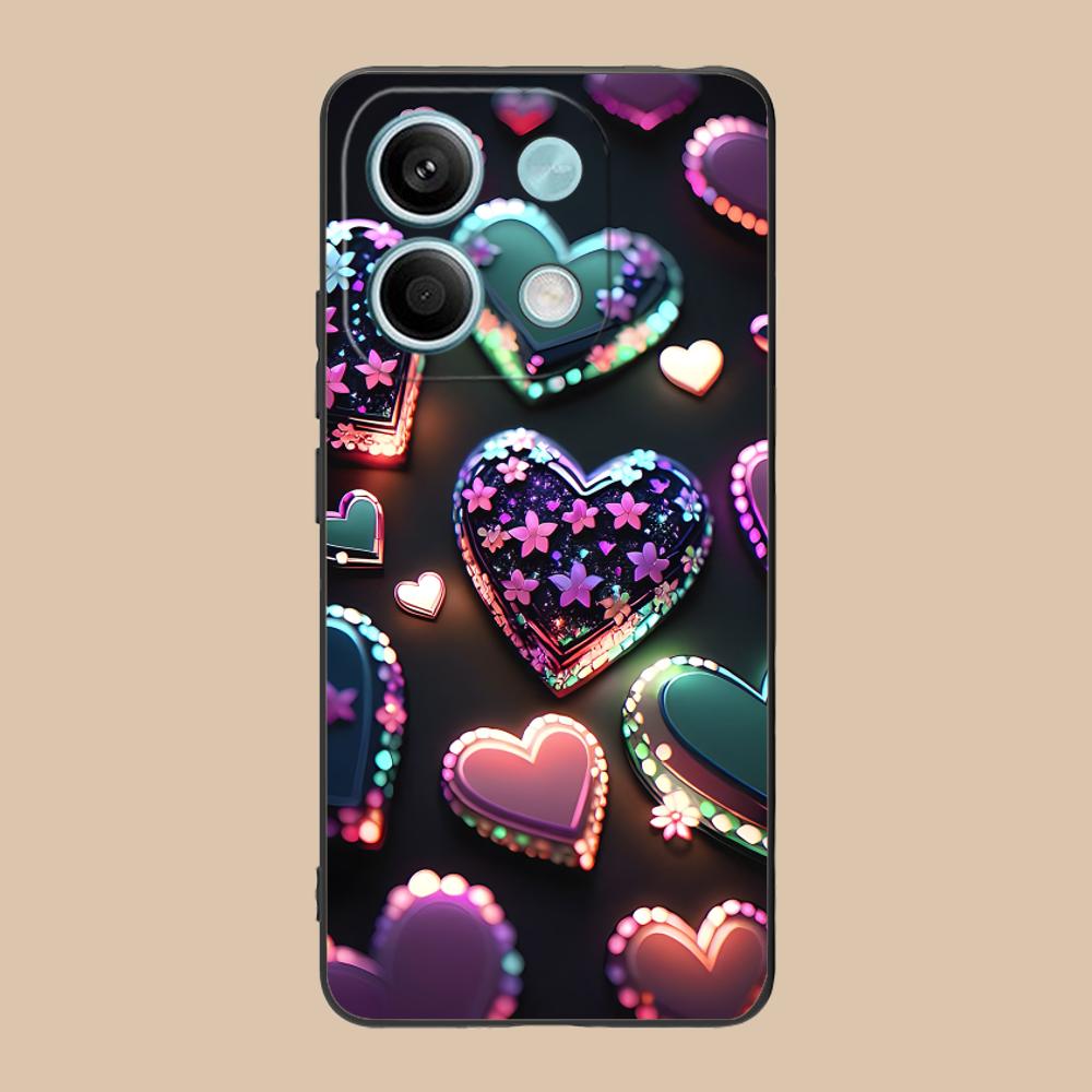 Y2K Glowing Hearts Mobile Phone Case for POCO M7 M6 M5 M4 M3 X7 X6 X5 X4 X3 Pro GT 5G Colorful Printing Cover Luxury Cover