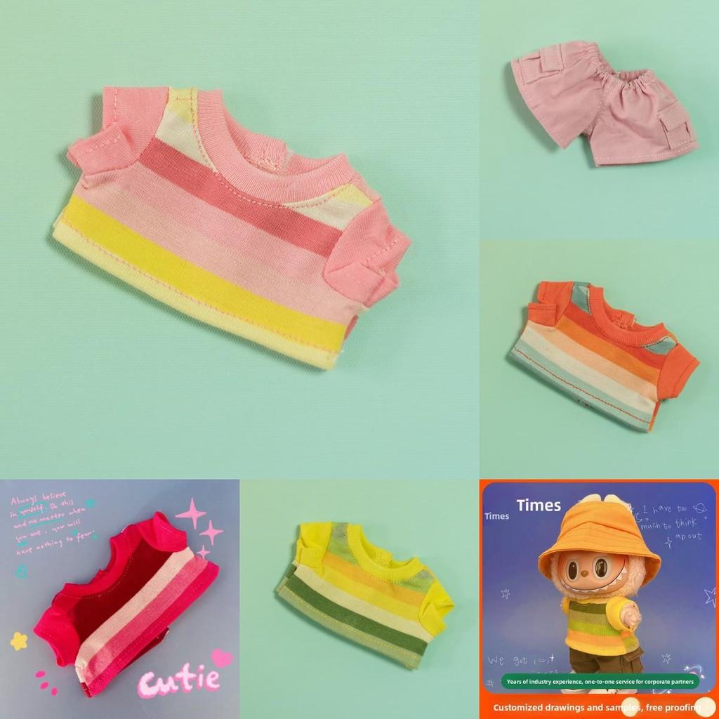 Doll Clothing Plush With Macaron Colored T Shirt And Work Pants For Gift
