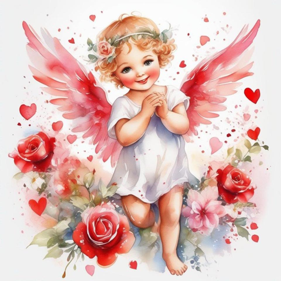 

5D DIY Полный Круглый Квадратный Алмазный Рисунок Милый Ангел Ребенок Цветок Набор Украшения Дома Искусство Ремесло Картина Настенное Украшение Подарок Full Round 20x20CM