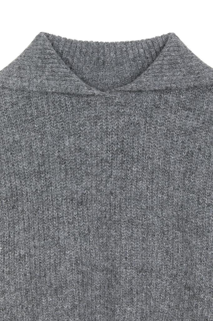 CURRENT Sailor Collar Hairy Knit Top [Charcoal]