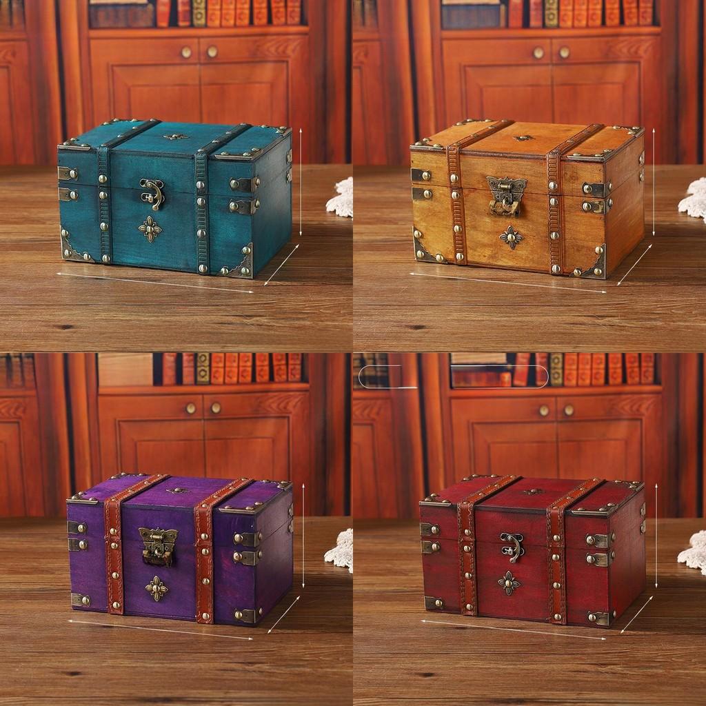 Wooden Storage Vintage Box With Lid For Desk And Shelf Organization Decoration