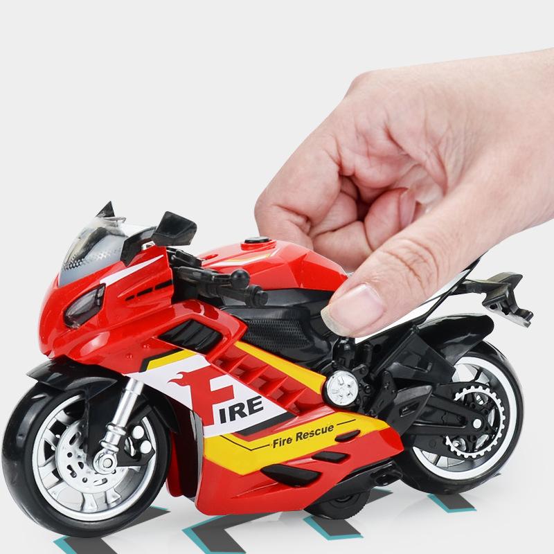 Lights Music Effect Simulation Motorbike Toys Boys Flash Iron Ride Police Motorbike Model Pull Back Inertia Car Children'S Gift