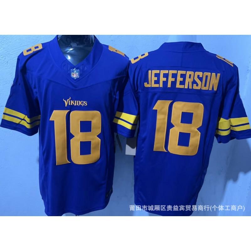 Minnesota Vikings NFL Team Jersey Mens Short Sleeve Football Shirt Embroidered Number 18 Fan Apparel